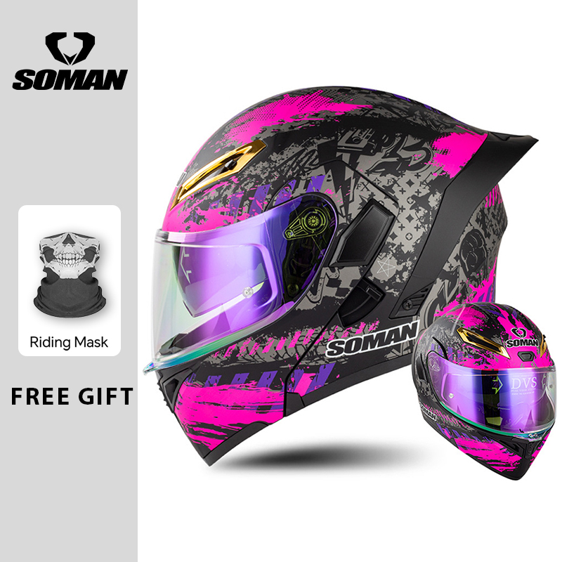 Unisex DOT Approved Dual Visor - Modular Flip Up Motorcycle Helmet Dot Approved ulasan dan harga