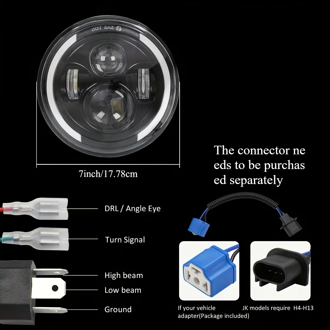 50W 7Inch 17.78cm LED Angel Ey - Universal Motorcycle Led Headlight Projector ulasan dan harga