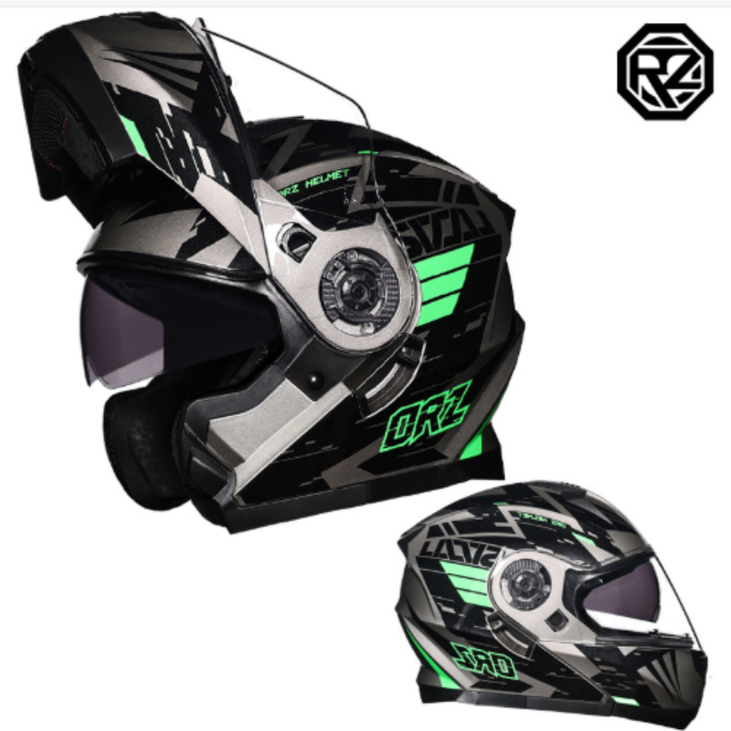 Orz Full Face Dual Visor Motor - Modular Flip Up Motorcycle Helmet Dot Approved ulasan dan harga